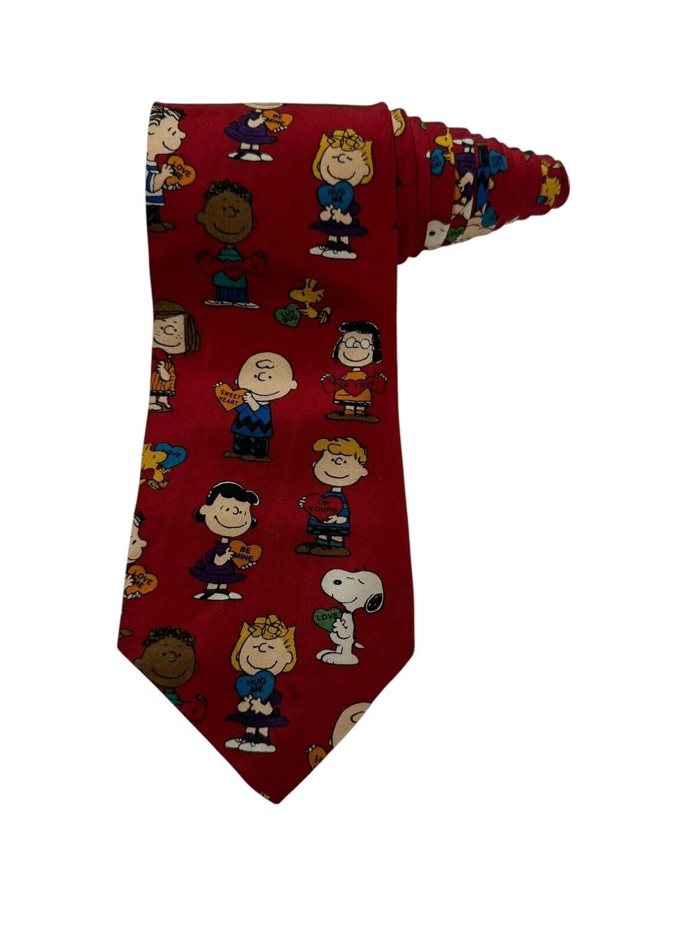 Peanuts Be Mine Valentines Conversation Hearts Vintage Necktie Silk Snoopy